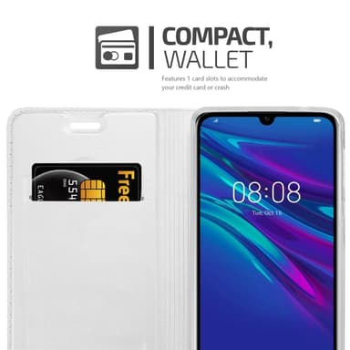 Huawei Y6 2019 Suojakuori Lompakkokotelo (Hopea)