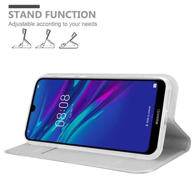 Huawei Y6 2019 Suojakuori Lompakkokotelo (Hopea)