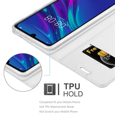 Huawei Y6 2019 Suojakuori Lompakkokotelo (Hopea)