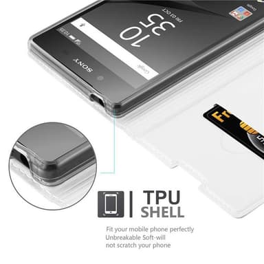 Sony Xperia Z5 Suojakuori Lompakkokotelo (Hopea)
