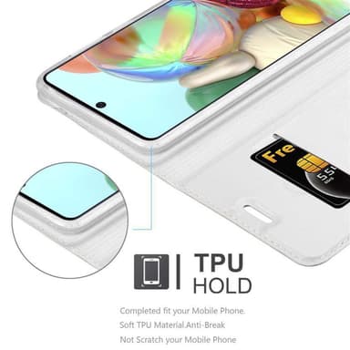 Samsung Galaxy A71 4G Suojakuori Lompakkokotelo (Hopea)