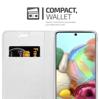 Samsung Galaxy A71 4G Suojakuori Lompakkokotelo (Hopea)