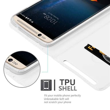 ZTE Axon 7 Suojakuori Lompakkokotelo (Hopea)