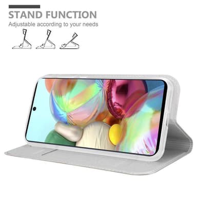 Samsung Galaxy A71 4G Suojakuori Lompakkokotelo (Hopea)