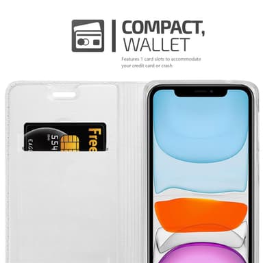 iPhone 11 Suojakuori Lompakkokotelo (Hopea)