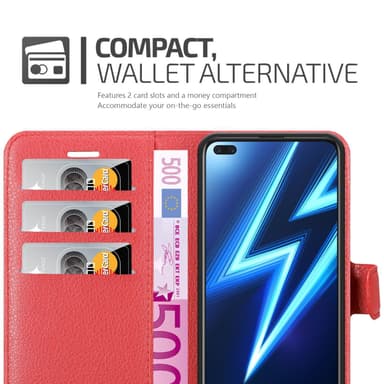 Realme 6 PRO Suojakuori Lompakkokotelo (Punainen)