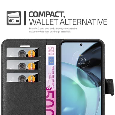 Motorola MOTO G72 Suojakuori Lompakkokotelo (Musta)