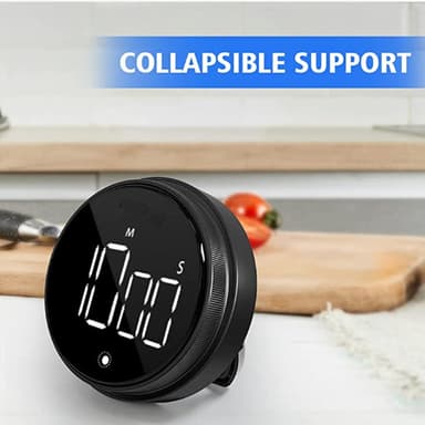Digitaalinen keittiökello, magneettinen ajastin suurella LED-näytöllä Musta