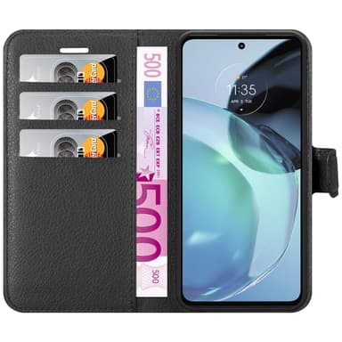 Motorola MOTO G72 Suojakuori Lompakkokotelo (Musta)