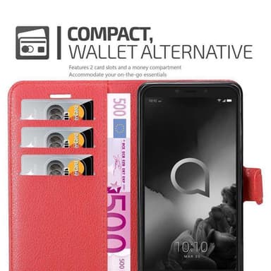 Alcatel 1S 2019 Suojakuori Lompakkokotelo (Punainen)