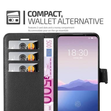 MEIZU 16Xs Suojakuori Lompakkokotelo (Musta)