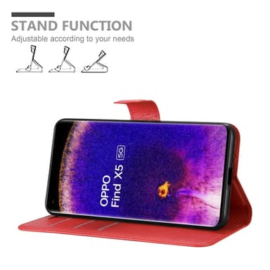 Oppo FIND X5 Suojakuori Lompakkokotelo (Punainen)