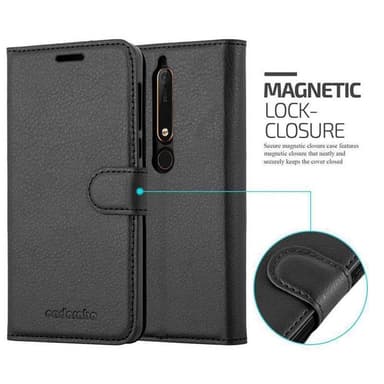 Nokia 6.1 Suojakuori Lompakkokotelo (Musta)