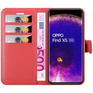 Oppo FIND X5 Suojakuori Lompakkokotelo (Punainen)