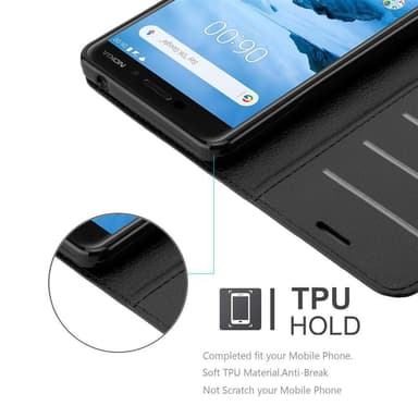 Nokia 6.1 Suojakuori Lompakkokotelo (Musta)