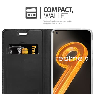 Realme 9 4G / 9 PRO+ Suojakuori Lompakkokotelo (Musta)