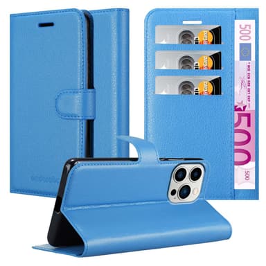 iPhone 14 PRO MAX Suojakuori Lompakkokotelo (Sininen)