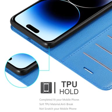iPhone 14 PRO MAX Suojakuori Lompakkokotelo (Sininen)