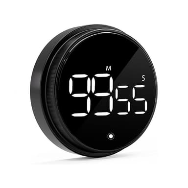 Digitaalinen keittiökello, magneettinen ajastin suurella LED-näytöllä Musta