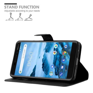 Nokia 6.1 Suojakuori Lompakkokotelo (Musta)