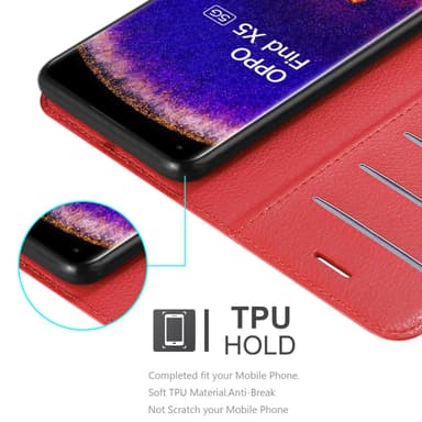 Oppo FIND X5 Suojakuori Lompakkokotelo (Punainen)