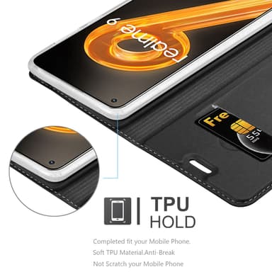 Realme 9 4G / 9 PRO+ Suojakuori Lompakkokotelo (Musta)