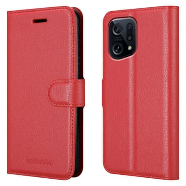 Oppo FIND X5 Suojakuori Lompakkokotelo (Punainen)
