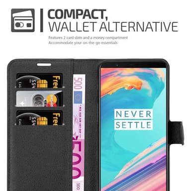 OnePlus 5T Suojakuori Lompakkokotelo (Musta)