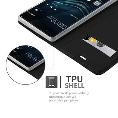 Huawei P9 Suojakuori Lompakkokotelo (Musta)