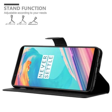 OnePlus 5T Suojakuori Lompakkokotelo (Musta)