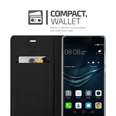 Huawei P9 Suojakuori Lompakkokotelo (Musta)