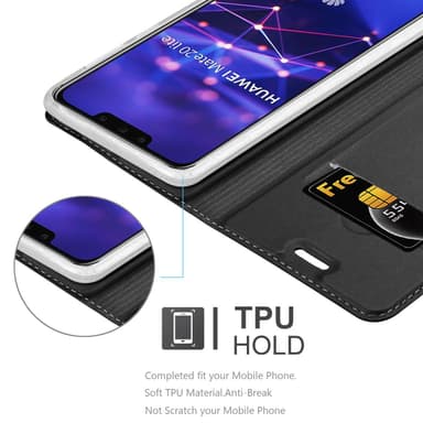 Huawei MATE 20 LITE Suojakuori Lompakkokotelo (Musta)