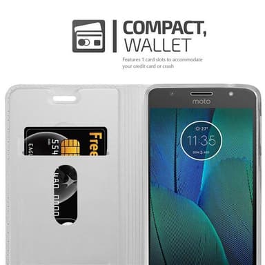 Motorola MOTO G5S Suojakuori Lompakkokotelo (Hopea)