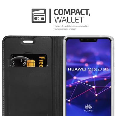 Huawei MATE 20 LITE Suojakuori Lompakkokotelo (Musta)