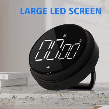 Digitaalinen keittiökello, magneettinen ajastin suurella LED-näytöllä Musta