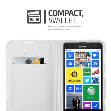 Nokia Lumia 625 Suojakuori Lompakkokotelo (Hopea)