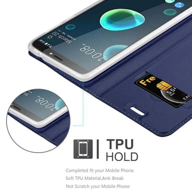 HTC Desire 12 PLUS Suojakuori Lompakkokotelo (Sininen)