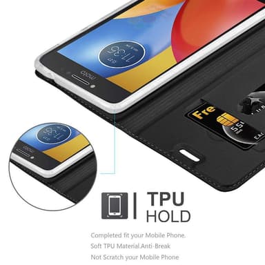 Motorola MOTO E4 Suojakuori Lompakkokotelo (Musta)
