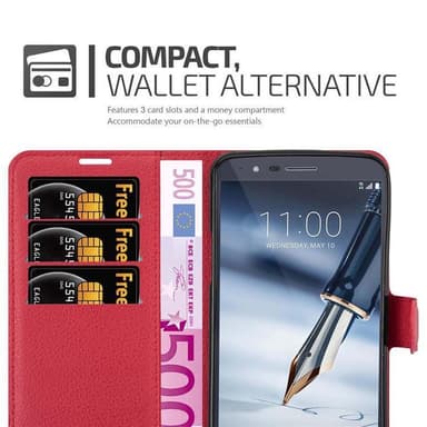 LG STYLUS 3 Suojakuori Lompakkokotelo (Punainen)