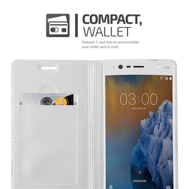 Nokia 3 2017 Suojakuori Lompakkokotelo (Hopea)