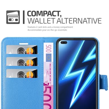 Realme 6 PRO Suojakuori Lompakkokotelo (Sininen)