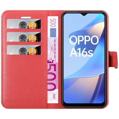 Oppo A16s / A54s Suojakuori Lompakkokotelo (Punainen)