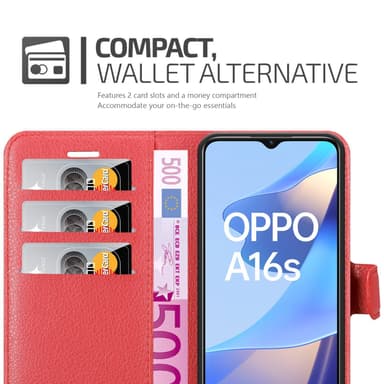 Oppo A16s / A54s Suojakuori Lompakkokotelo (Punainen)