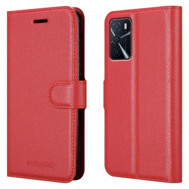 Oppo A16s / A54s Suojakuori Lompakkokotelo (Punainen)