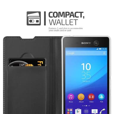 Sony Xperia M5 Suojakuori Lompakkokotelo (Musta)