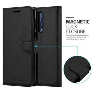 Nokia 8 2017 Suojakuori Lompakkokotelo (Musta)