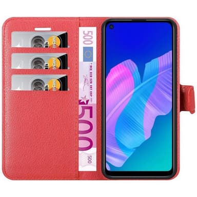 Huawei P40 LITE E Suojakuori Lompakkokotelo (Punainen)