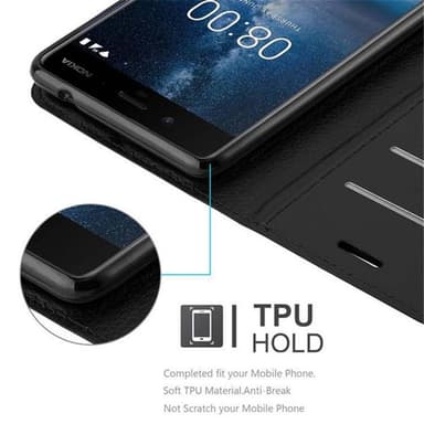 Nokia 8 2017 Suojakuori Lompakkokotelo (Musta)