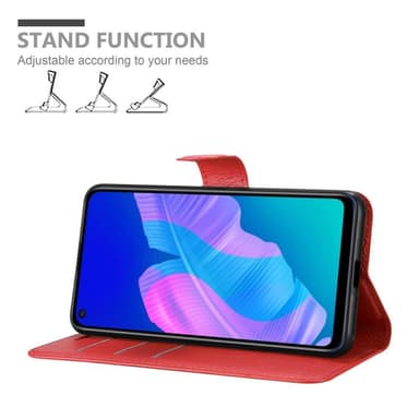 Huawei P40 LITE E Suojakuori Lompakkokotelo (Punainen)