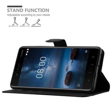 Nokia 8 2017 Suojakuori Lompakkokotelo (Musta)